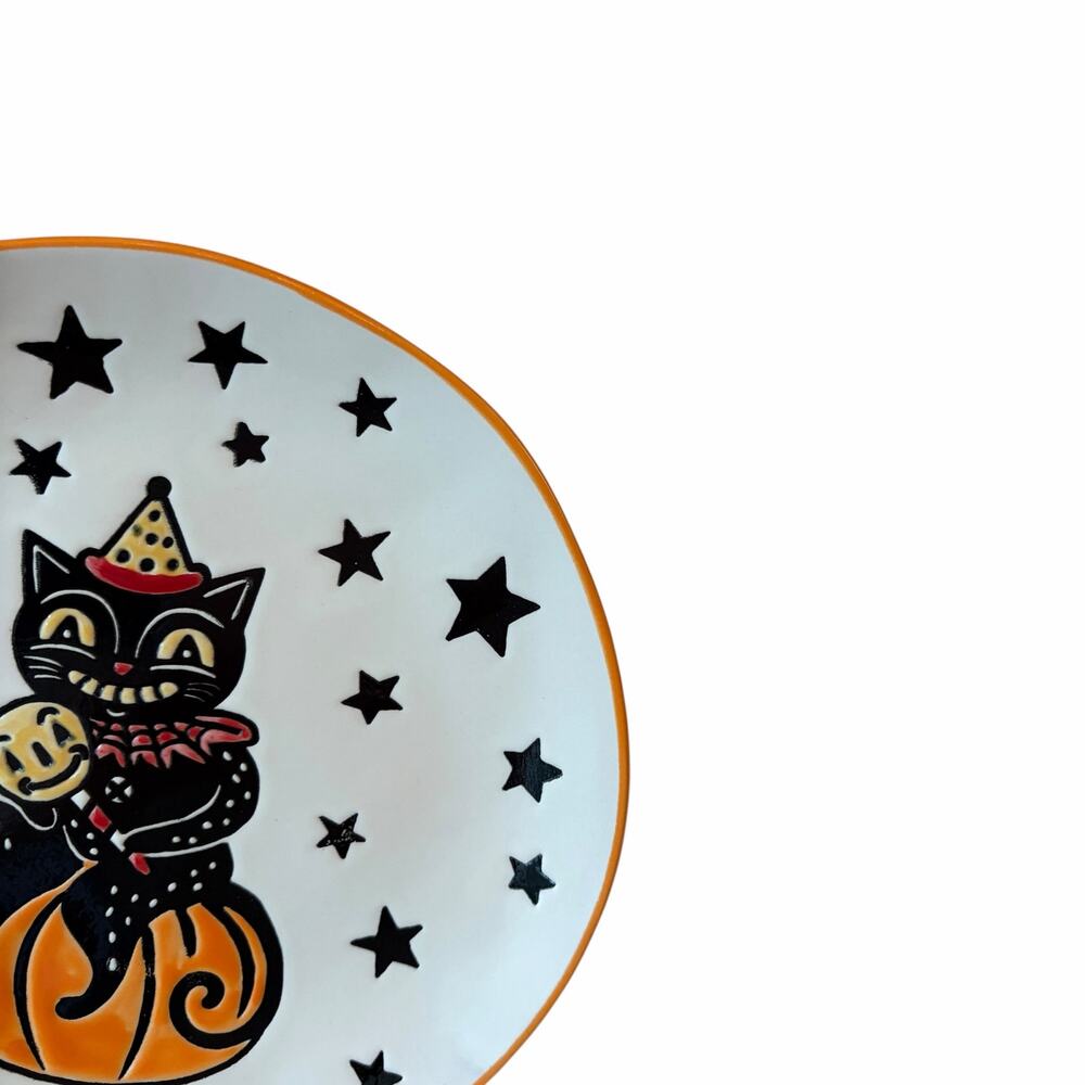Eli & Ana Moxy Vintage Cat Salad Plates 8in Set of 4 Spooky Retro Halloween New - Picture 6 of 10
